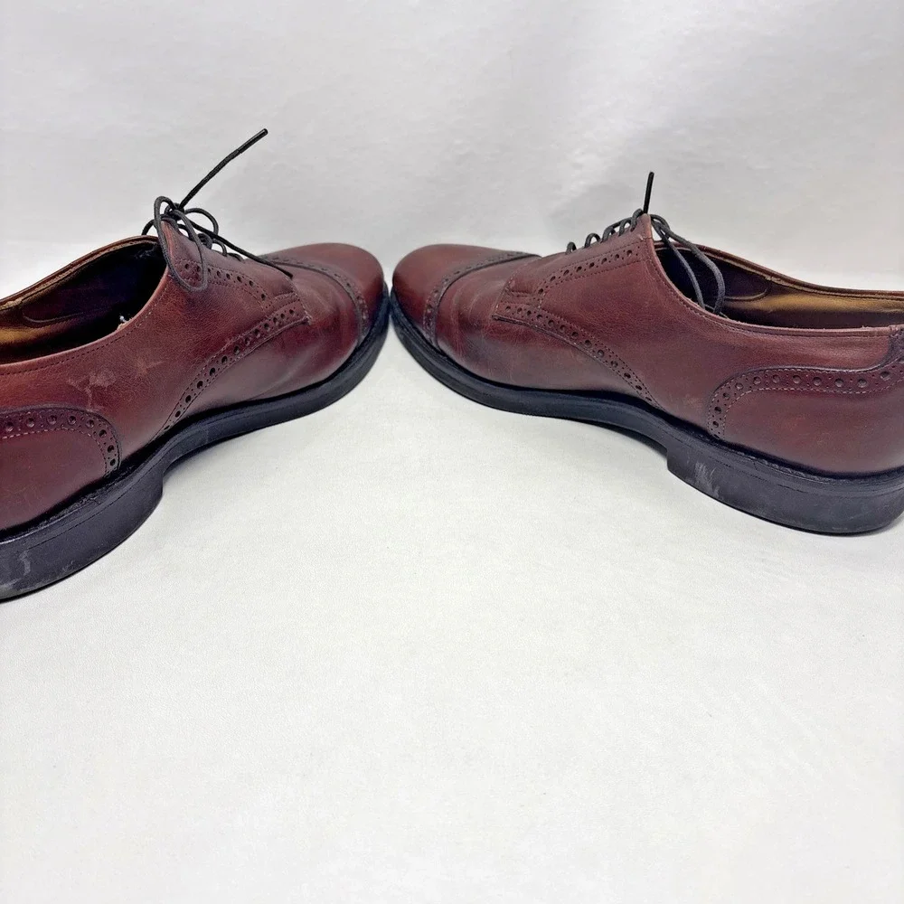 Allen‎ Edmonds Men's Benton Brown Cap Toe Oxford Shoes 9D Leather Vibram Gumlite